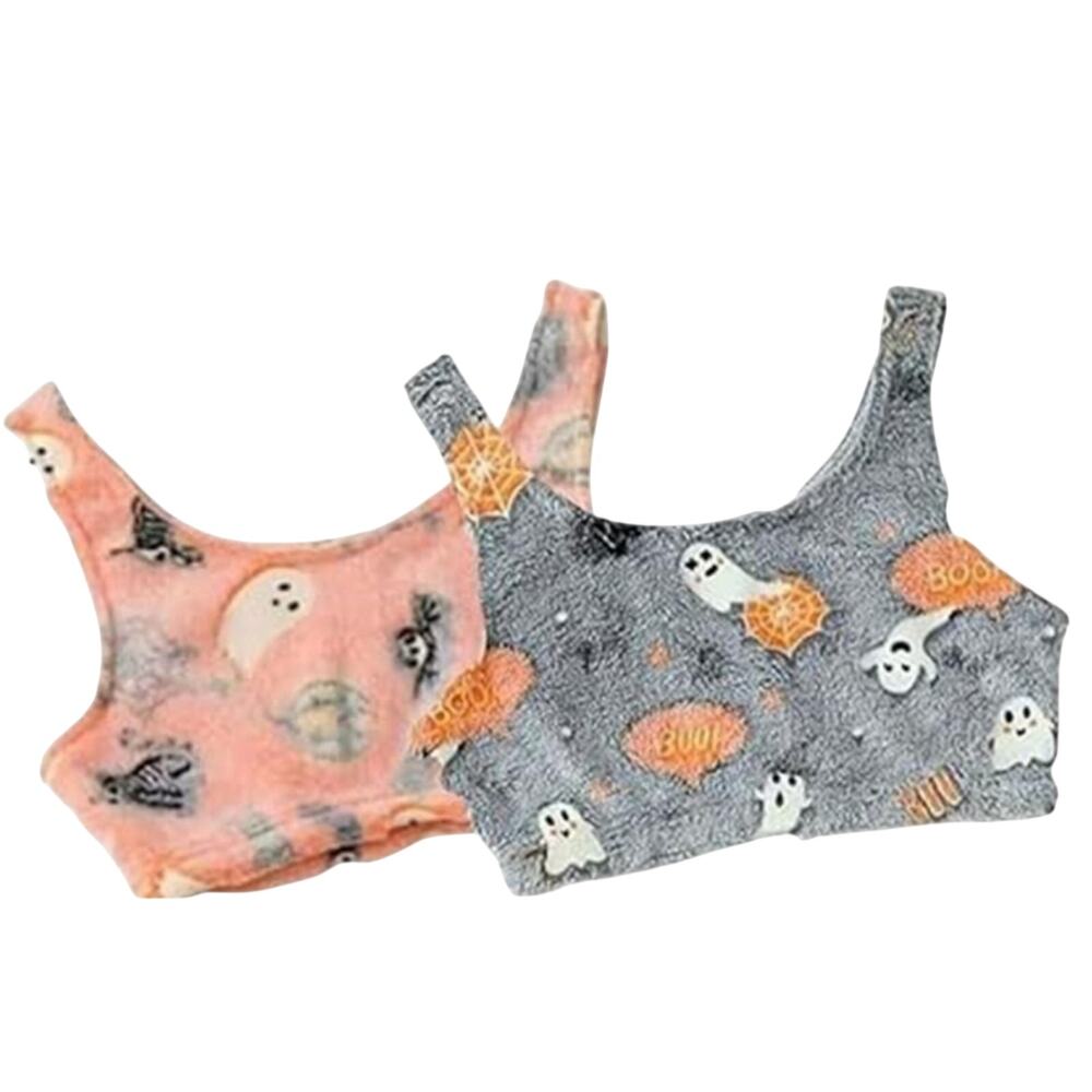 Glow in the Dark Halloween Fuzzy Pajama Crop Tank Tops Tik tok